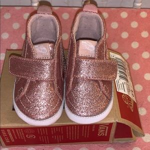 Pink Baby Vans Glitter Crib Shoe